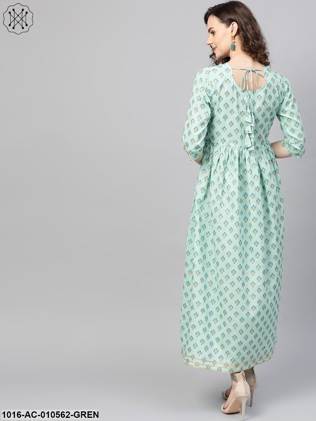 Women Green & Blue Floral Printed Maxi Dress