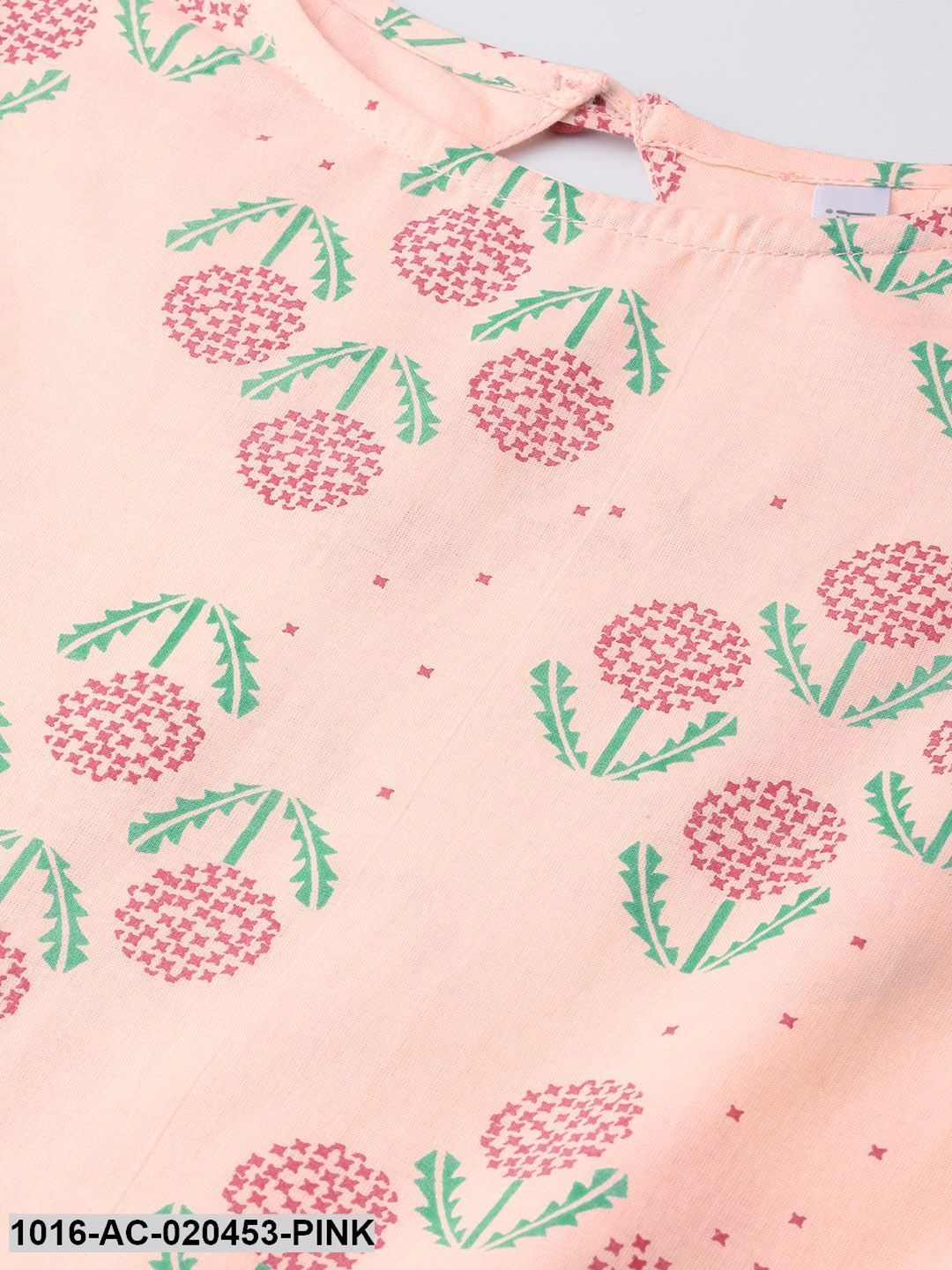 Pink & Green Printed A-Line Dress