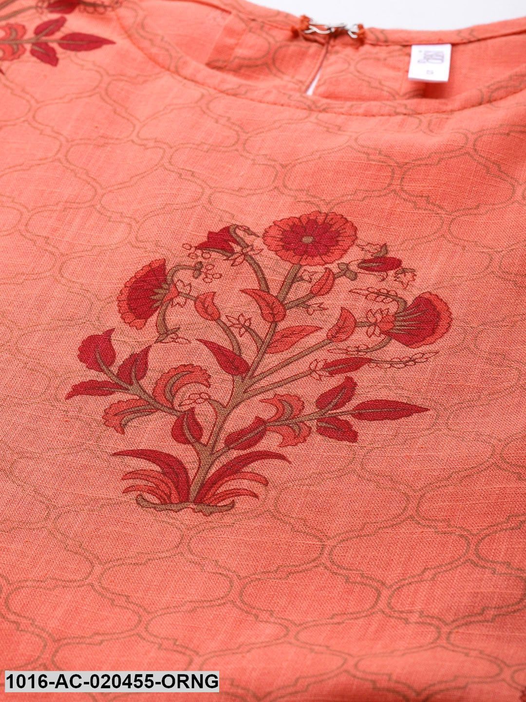 Orange & Burgundy Printed Maxi Dress