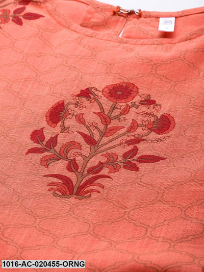 Orange & Burgundy Printed Maxi Dress