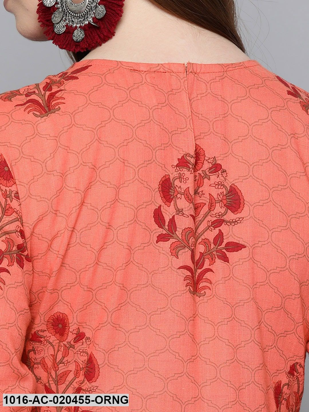 Orange & Burgundy Printed Maxi Dress