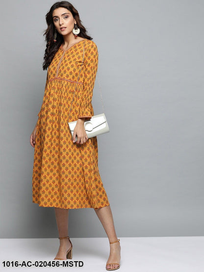 mustard yellow a line dress Floor Length Mustard Color Gown A Line V Neck Open Back Yellow Prom Dress With Leg Slit, Yellow V