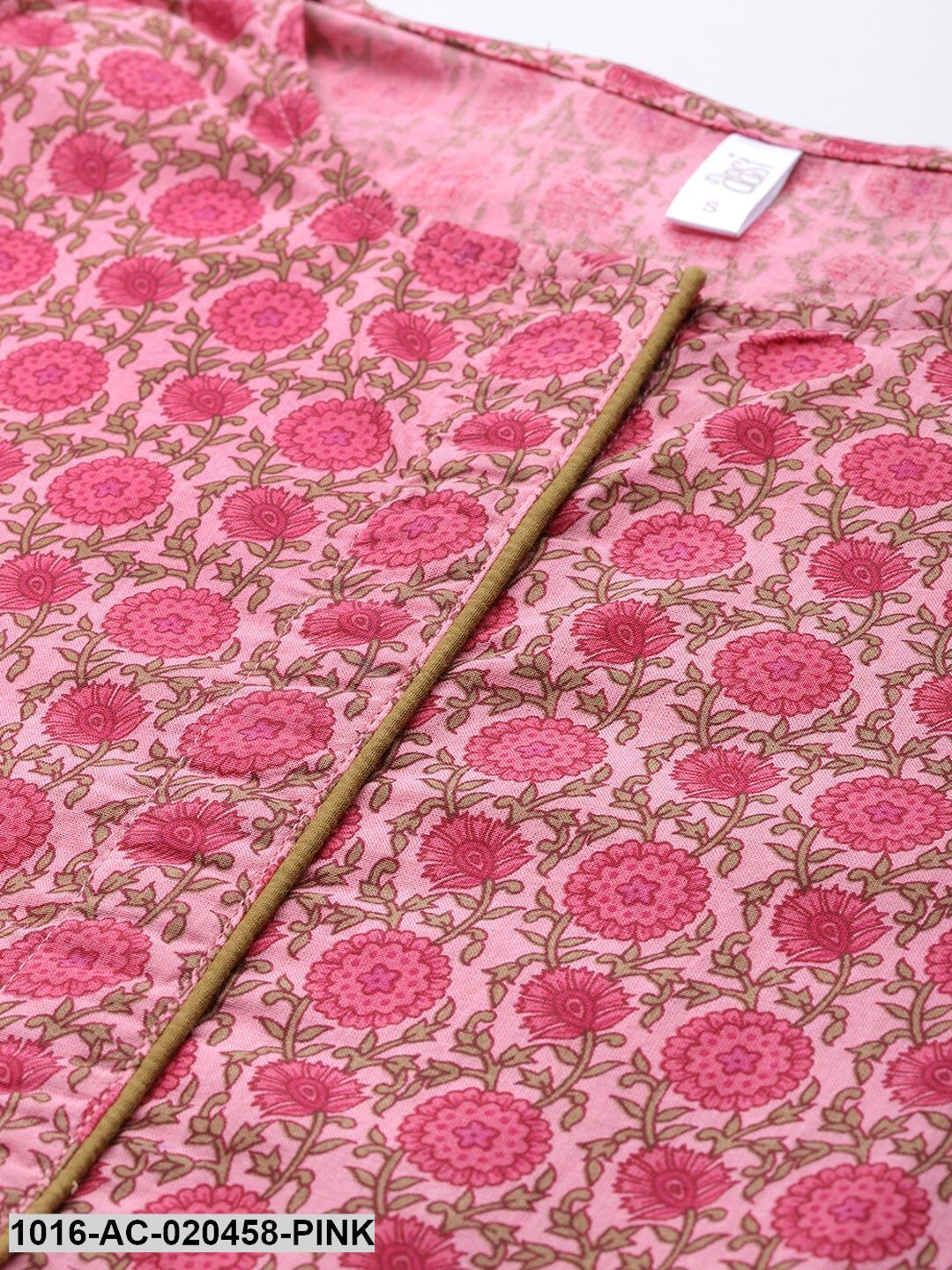 Pink & Olive Green Printed Maxi Dress