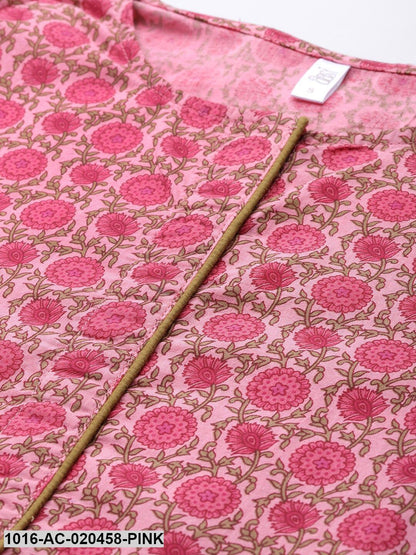 Pink & Olive Green Printed Maxi Dress