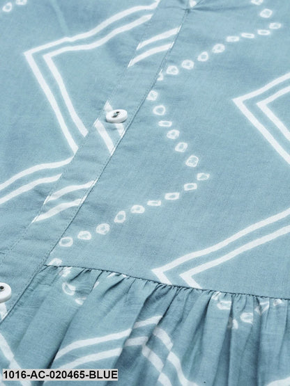Blue & White Chevron Print Maxi Dress