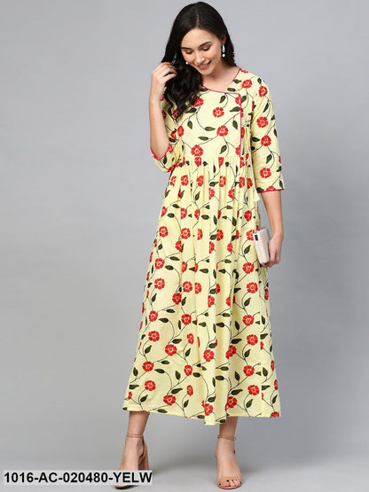 Yellow & Red Floral Printed Maxi Dress