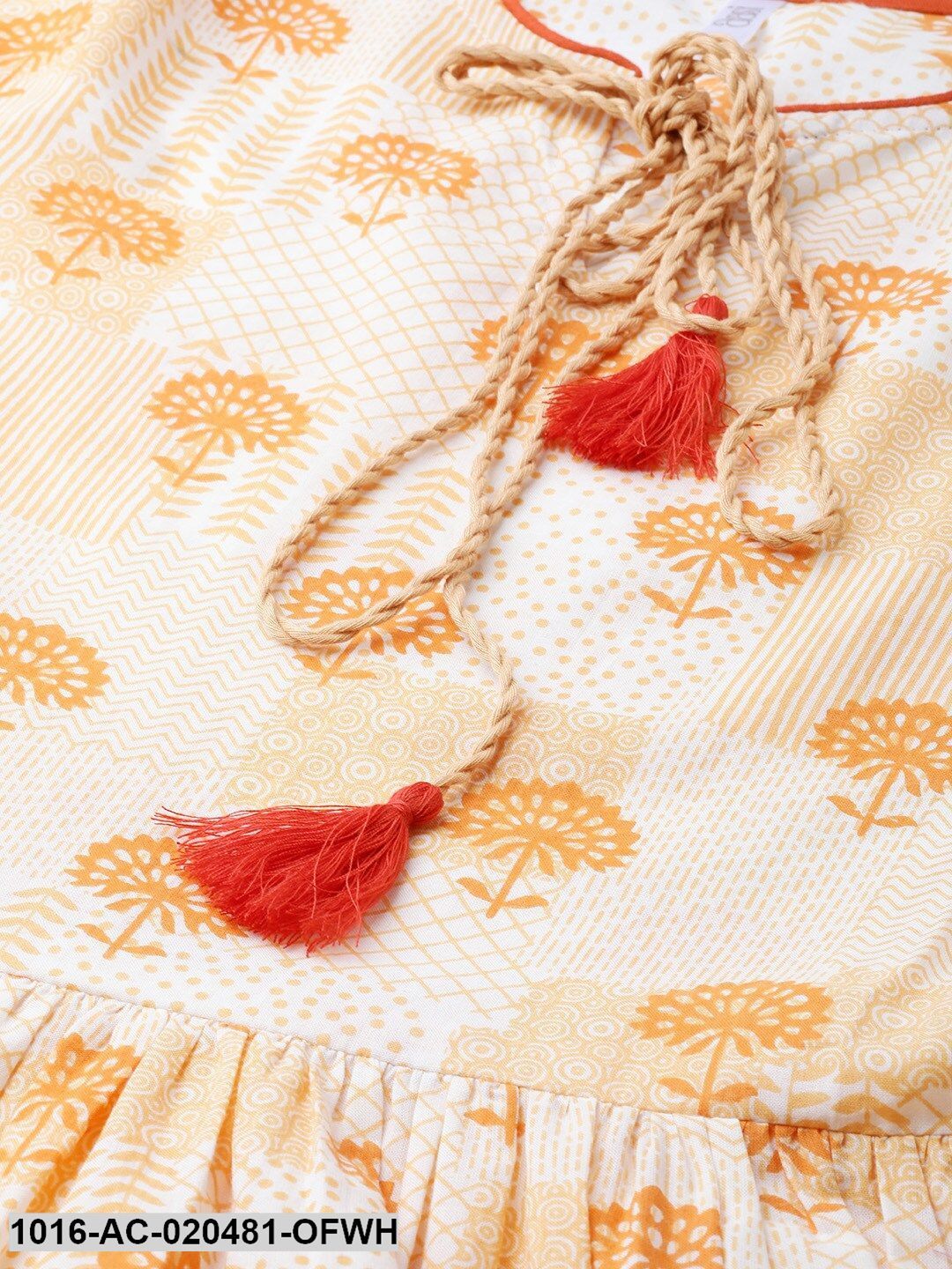 Off-White & Yellow Printed Maxi Dress