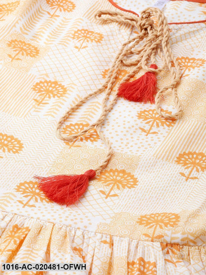 Off-White & Yellow Printed Maxi Dress