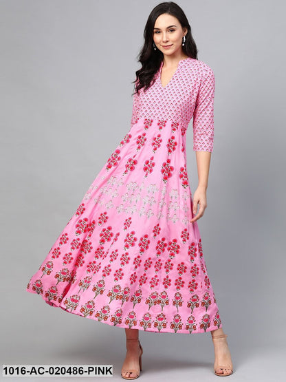 Pink & Green Printed Sustainable Maxi Dress