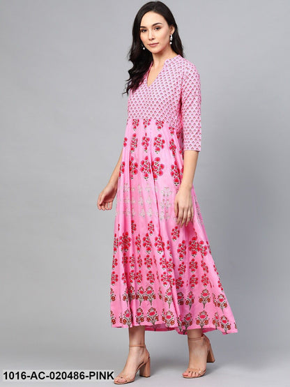 Pink & Green Printed Sustainable Maxi Dress