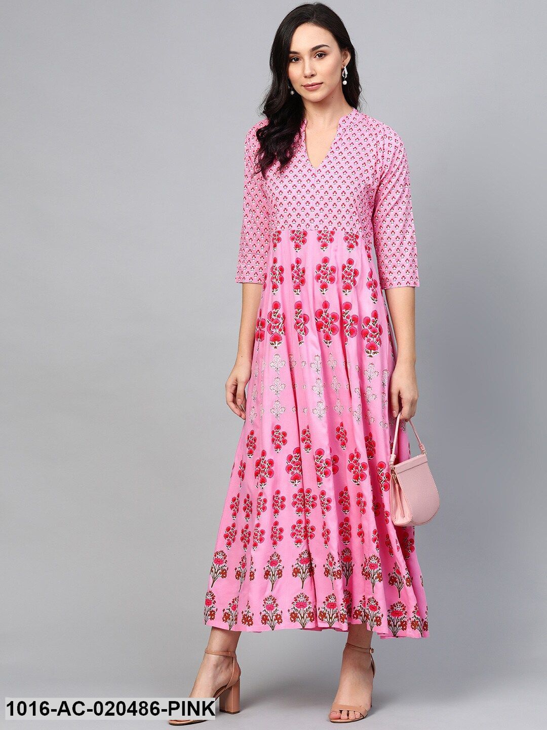 Pink & Green Printed Sustainable Maxi Dress