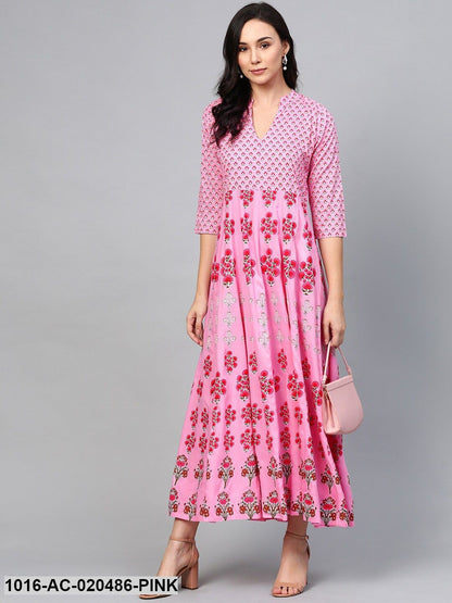 Pink & Green Printed Sustainable Maxi Dress