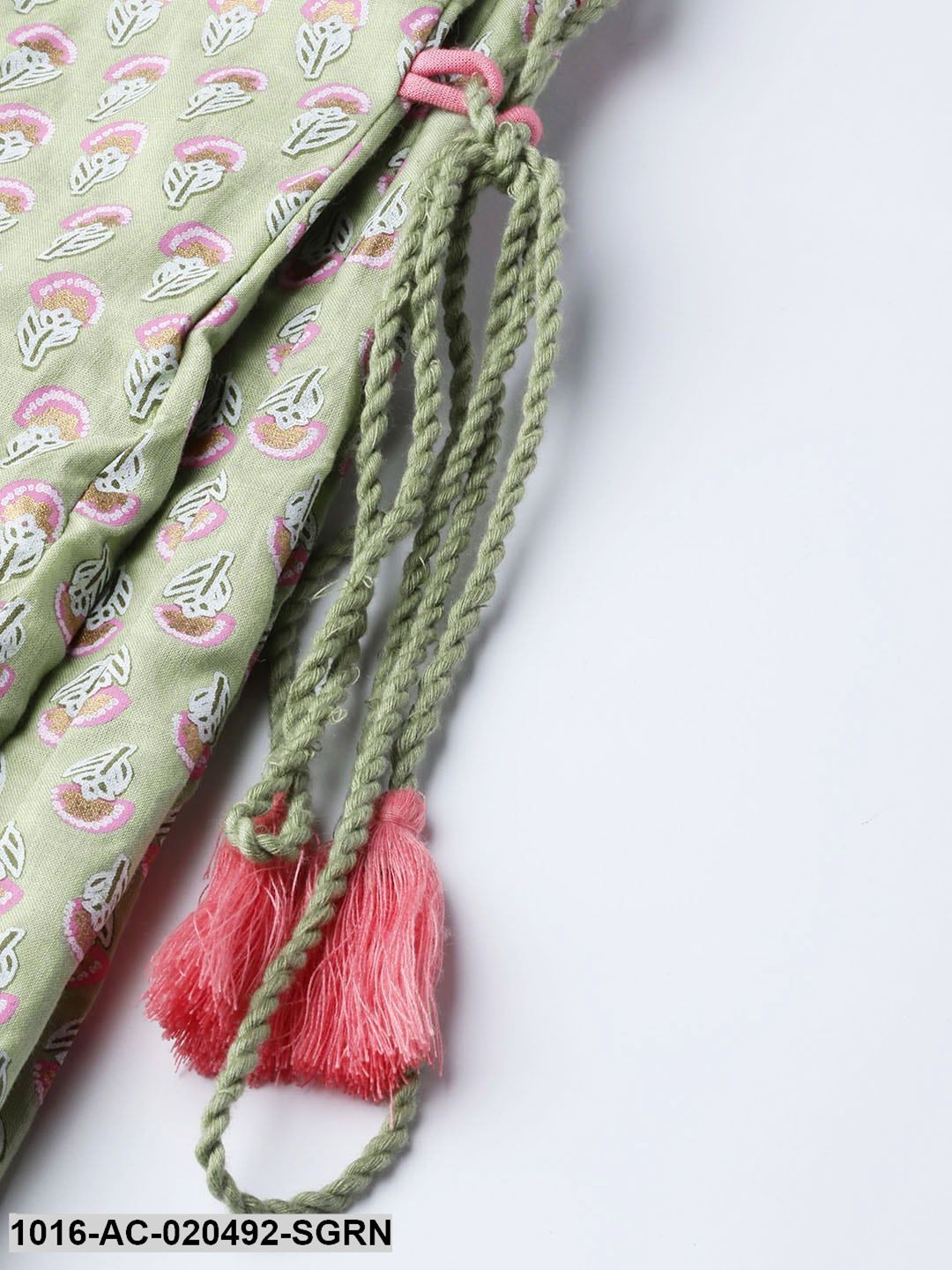 Sea Green and Pink Printed A-Line Dress