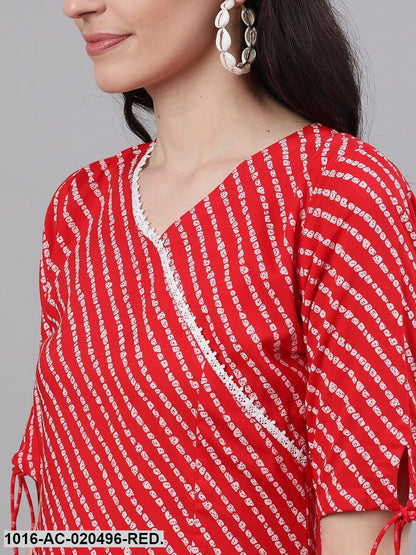 Red Striped Wrap Dress