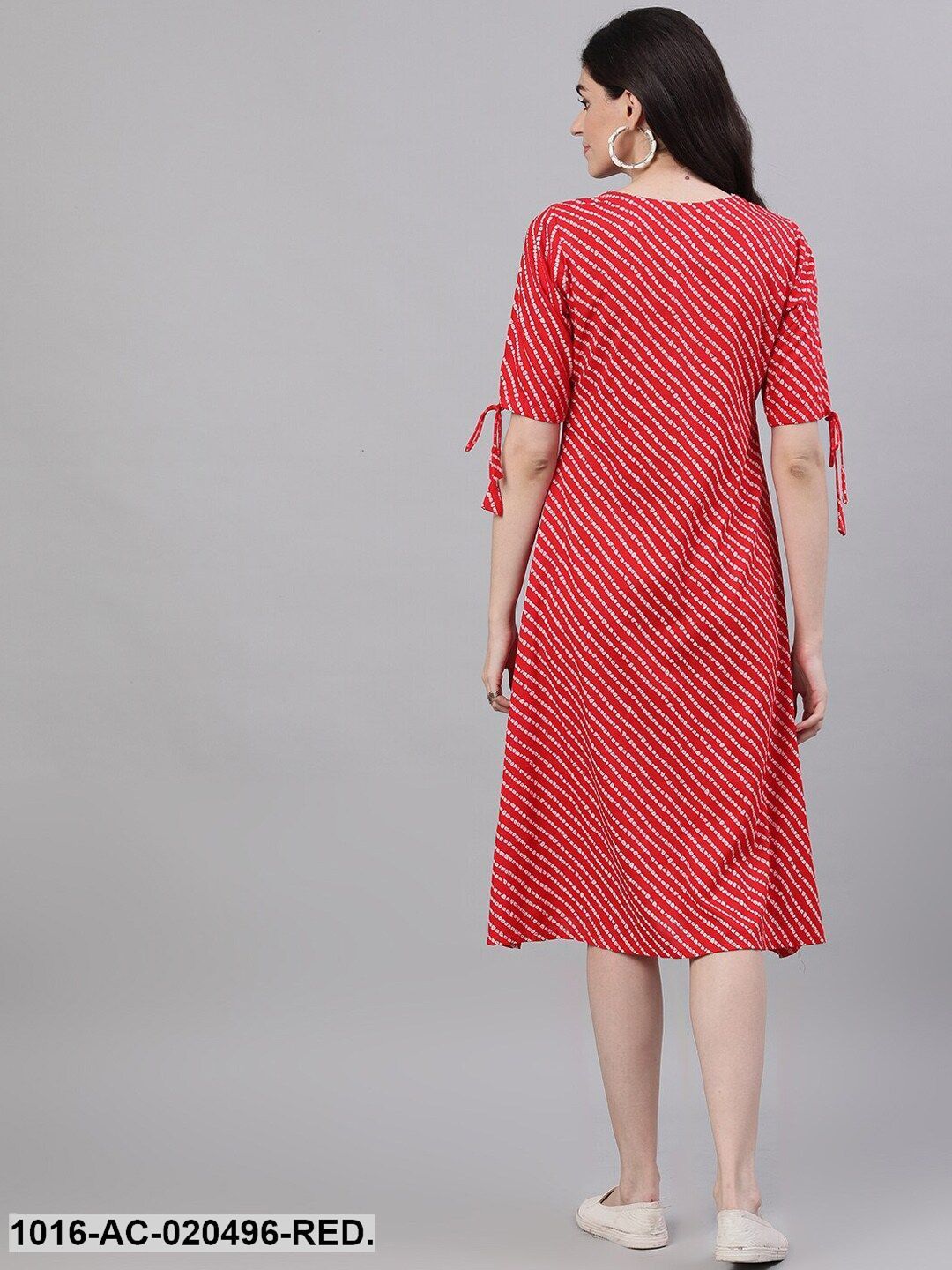 Red Striped Wrap Dress
