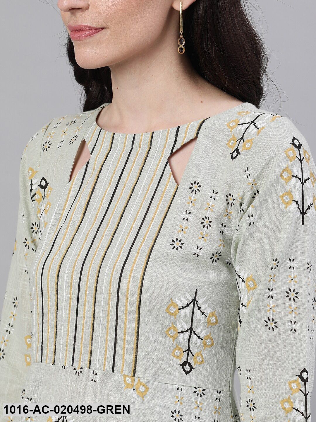 Green Printed Fit and Flare Dress