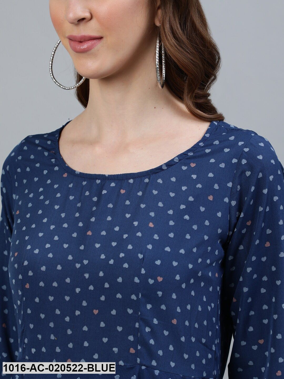 Blue Crepe Ethnic Maxi Dress