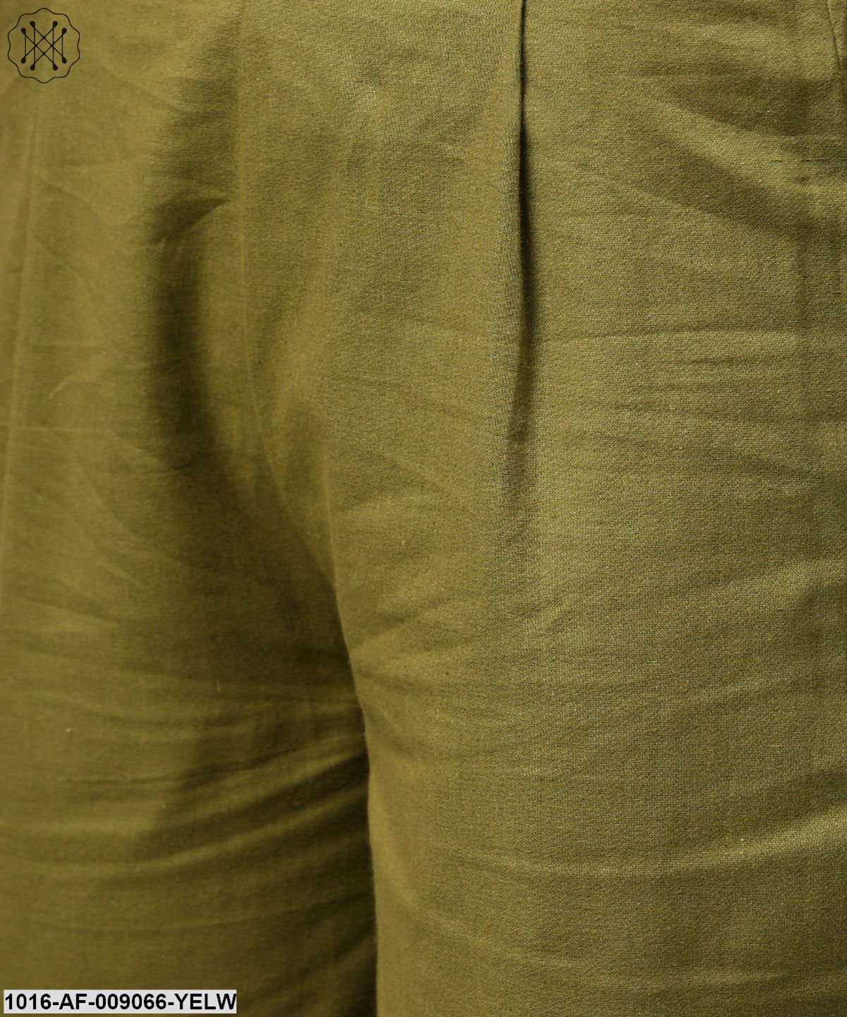 Yellow 3/4Th Sleeve Printed Cotton Straight Kurta Green Ankle Length Palazzo