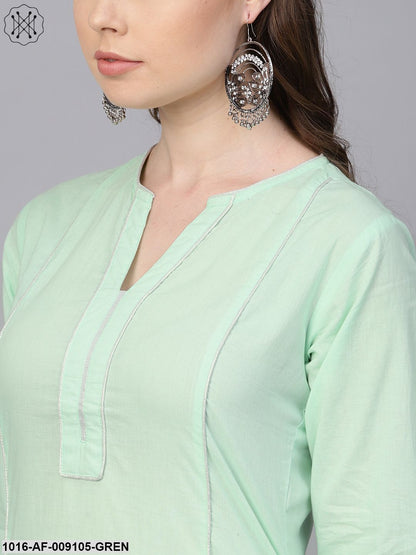 Pastel Solid Mint Kurta Set With Sharara Emblished With Gota