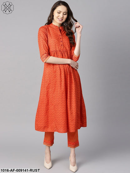 Women's A-Line Kurta With Solid Pant