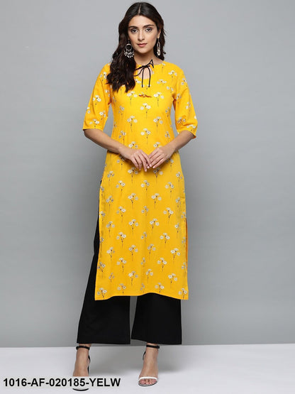 Yellow & Black Printed Kurta with Palazzos