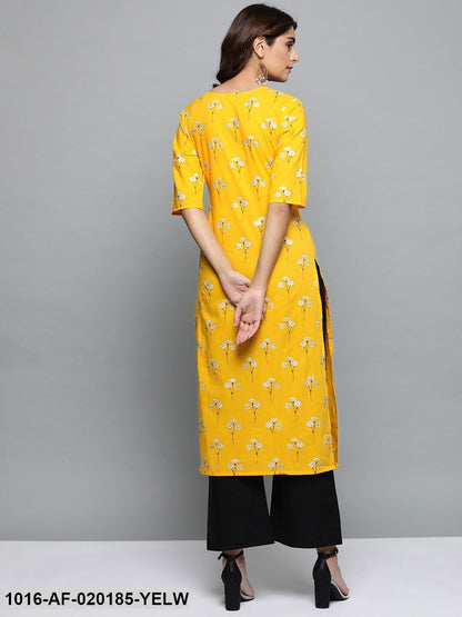 Yellow & Black Printed Kurta with Palazzos