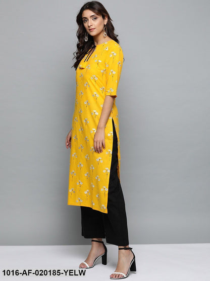 Yellow & Black Printed Kurta with Palazzos