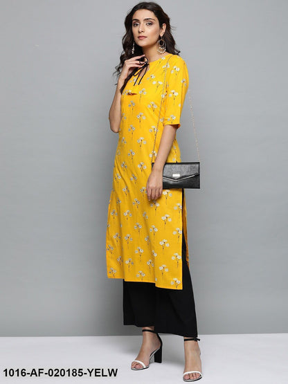 Yellow & Black Printed Kurta with Palazzos