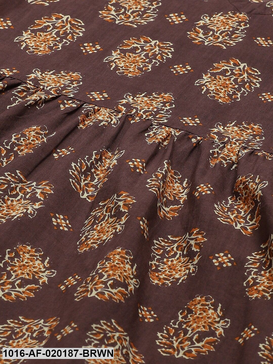 Brown Printed Kurta with Trousers