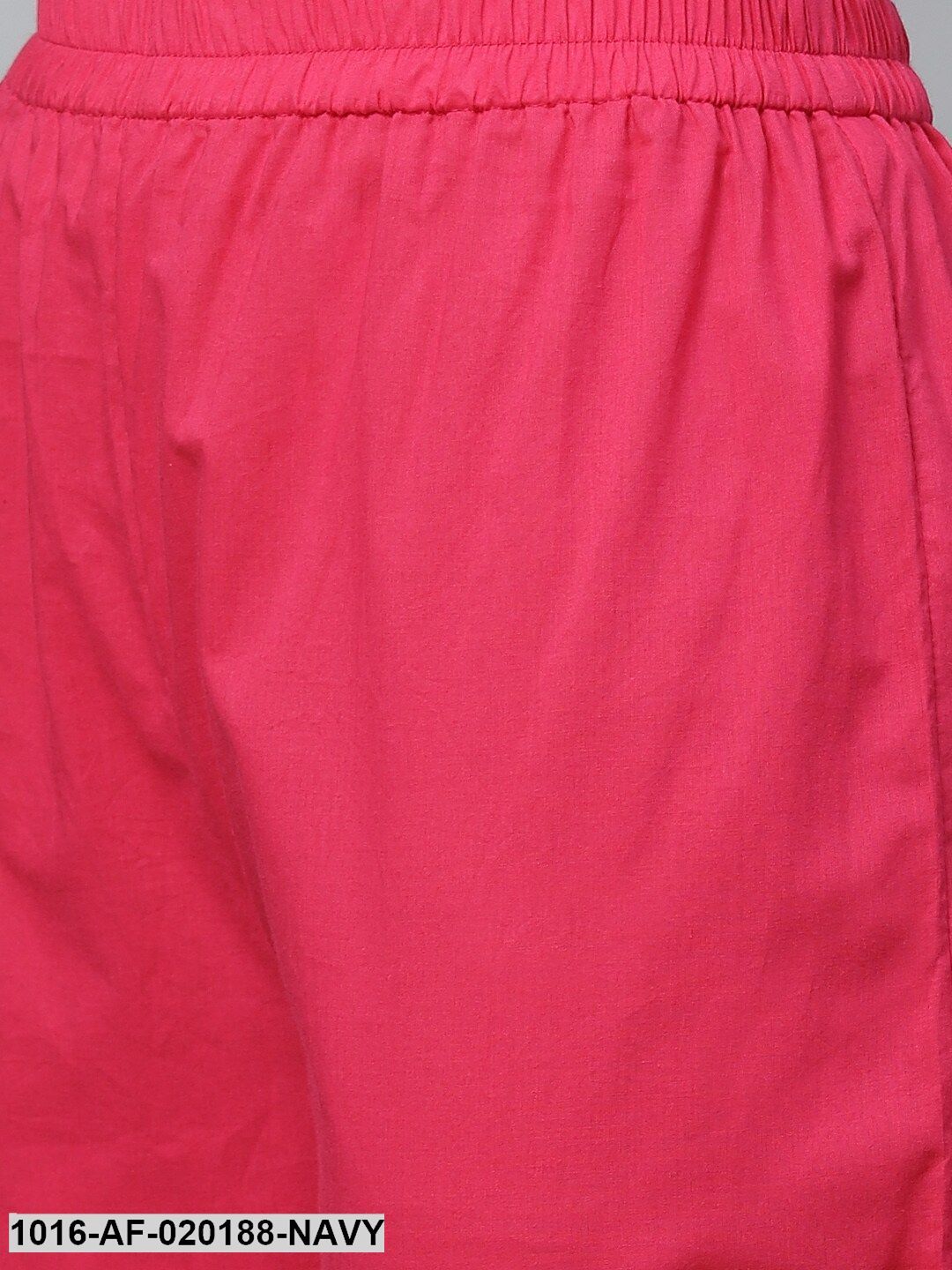 Navy Blue & Pink Floral Print Kurta with Trousers