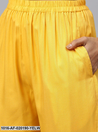 Yellow & Beige Solid Kurta with Trousers & Dupatta