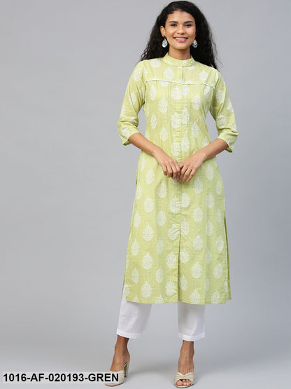 Green & White Printed Kurta with Trousers