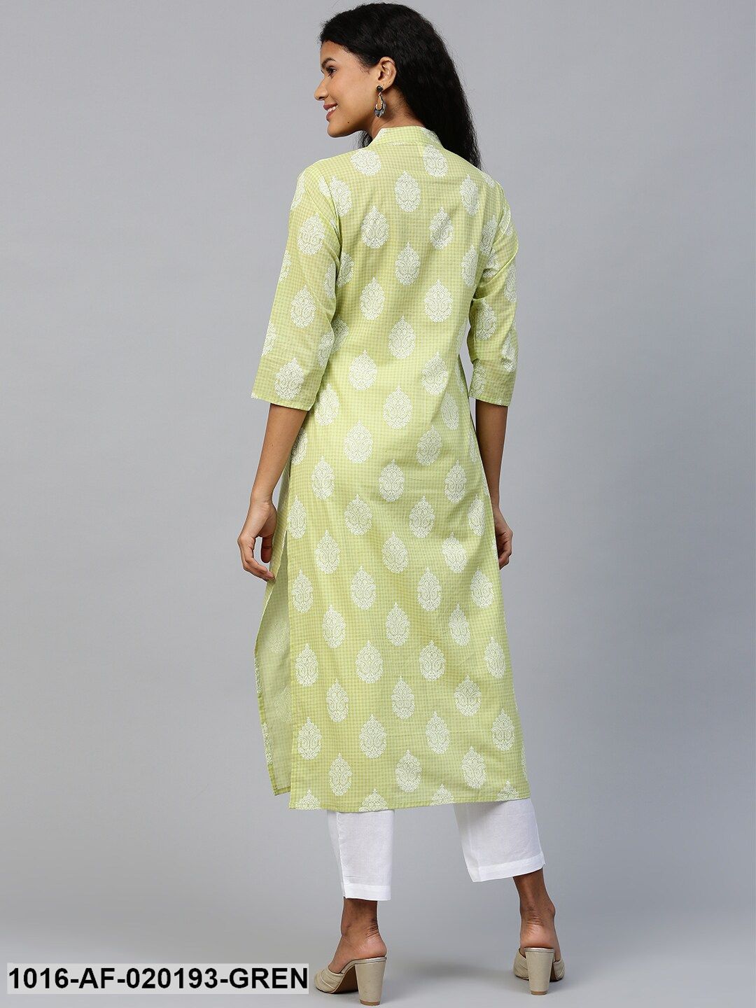 Green & White Printed Kurta with Trousers