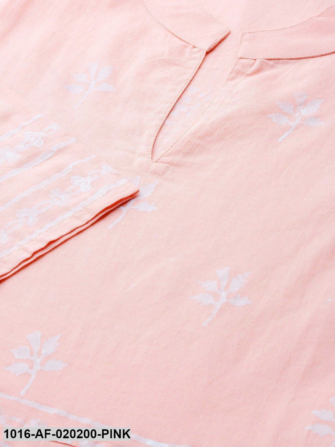 Pink & White Ethnic Motifs Print A-Line Kurta with Palazzos