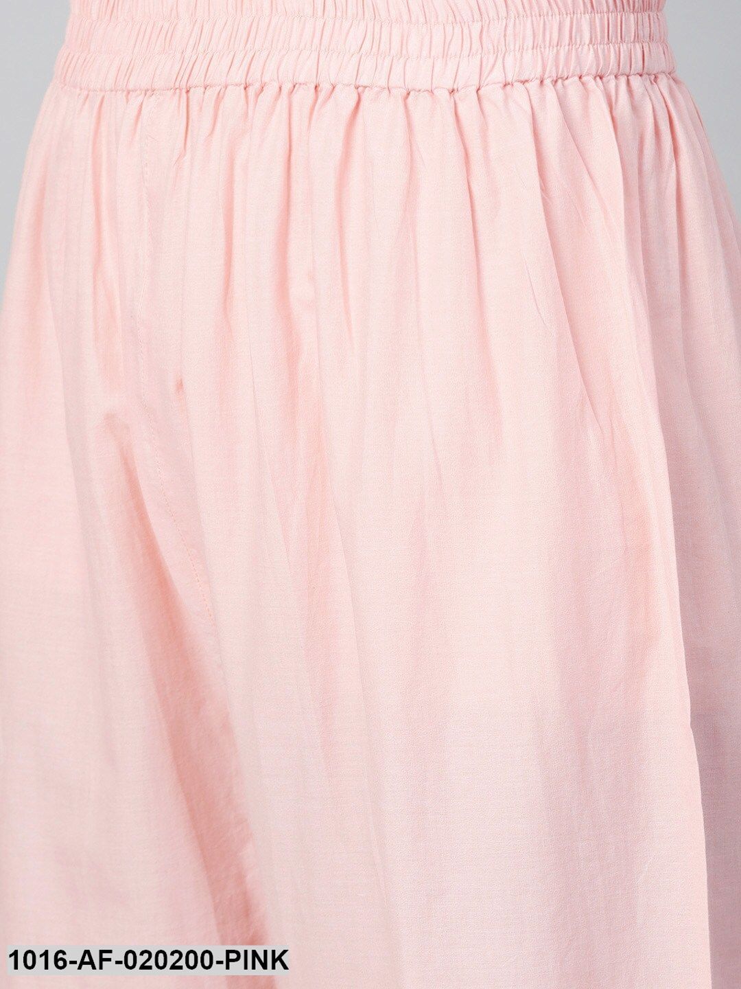 Pink & White Ethnic Motifs Print A-Line Kurta with Palazzos