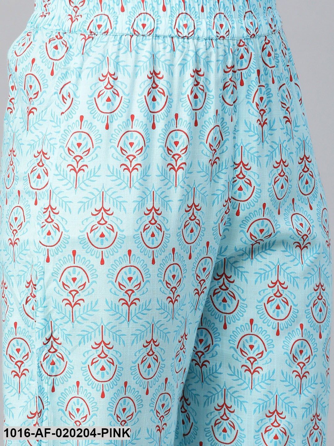 Pink & Blue Floral Print Kurta with Palazzos