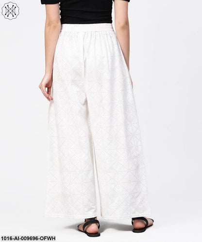 Off White Printed Ankle Length Pallazo