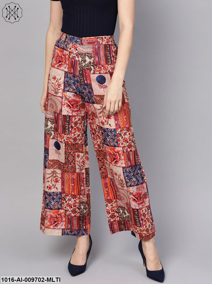 Multi Colored Cotton Ankle Length Palazzo