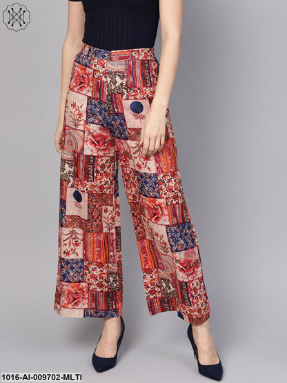 Multi Colored Cotton Ankle Length Palazzo