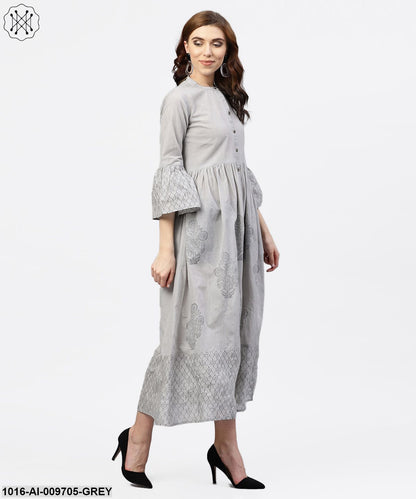 Grey Ankle Length Straight Trouser