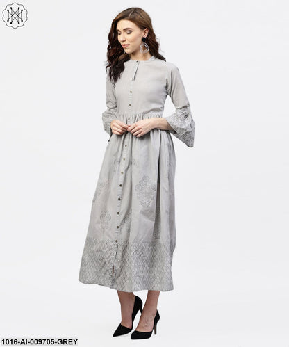 Grey Ankle Length Straight Trouser