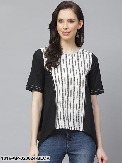 Black & White Printed Asymmetric Top