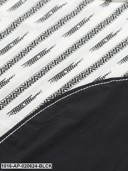 Black & White Printed Asymmetric Top