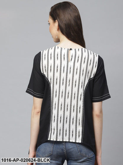 Black & White Printed Asymmetric Top