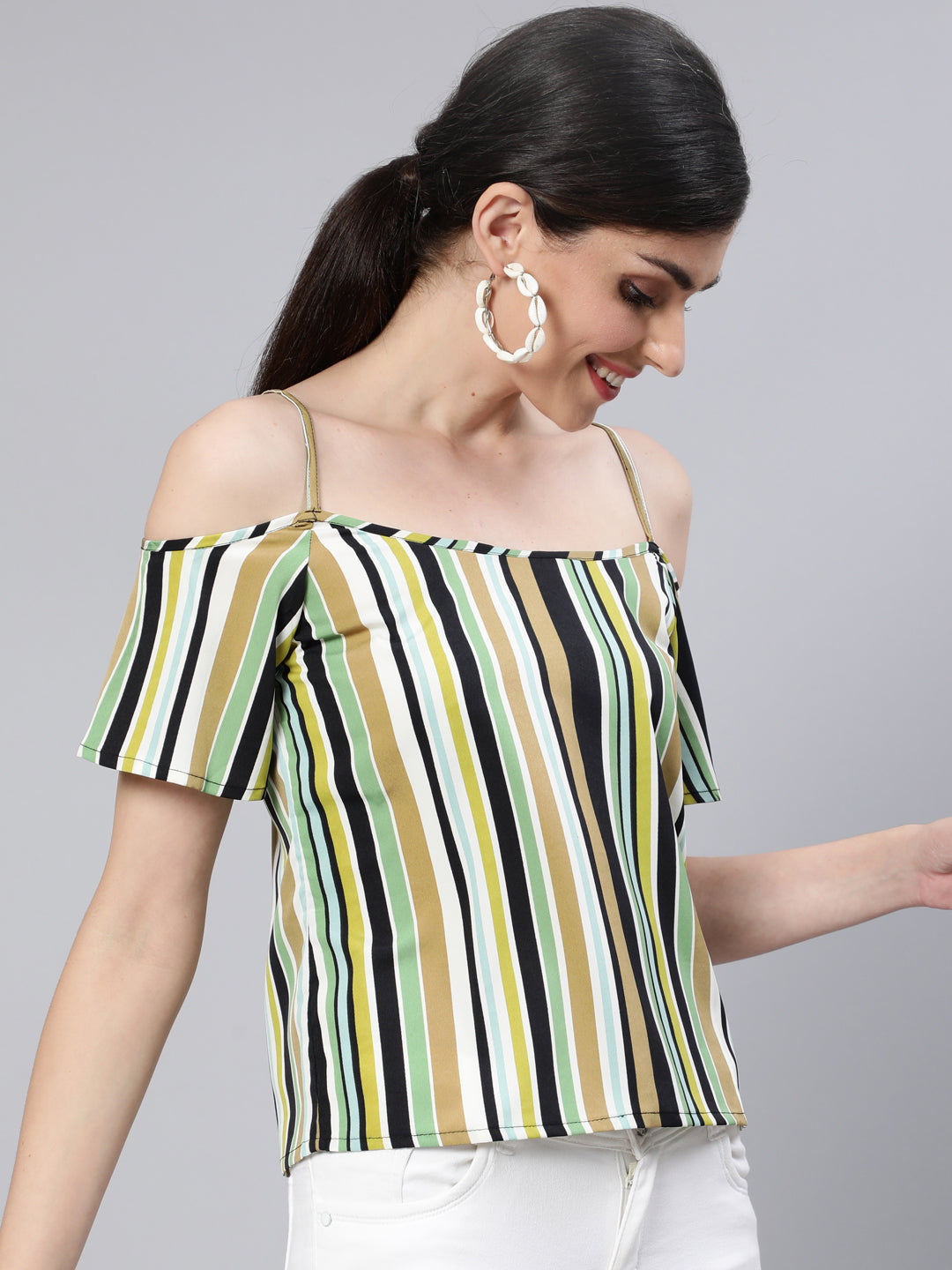 Multi Striped Off-Shoulder Top