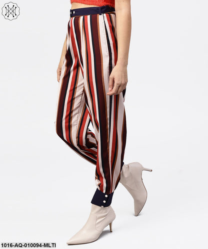 Multi printed ankle length striped trouser