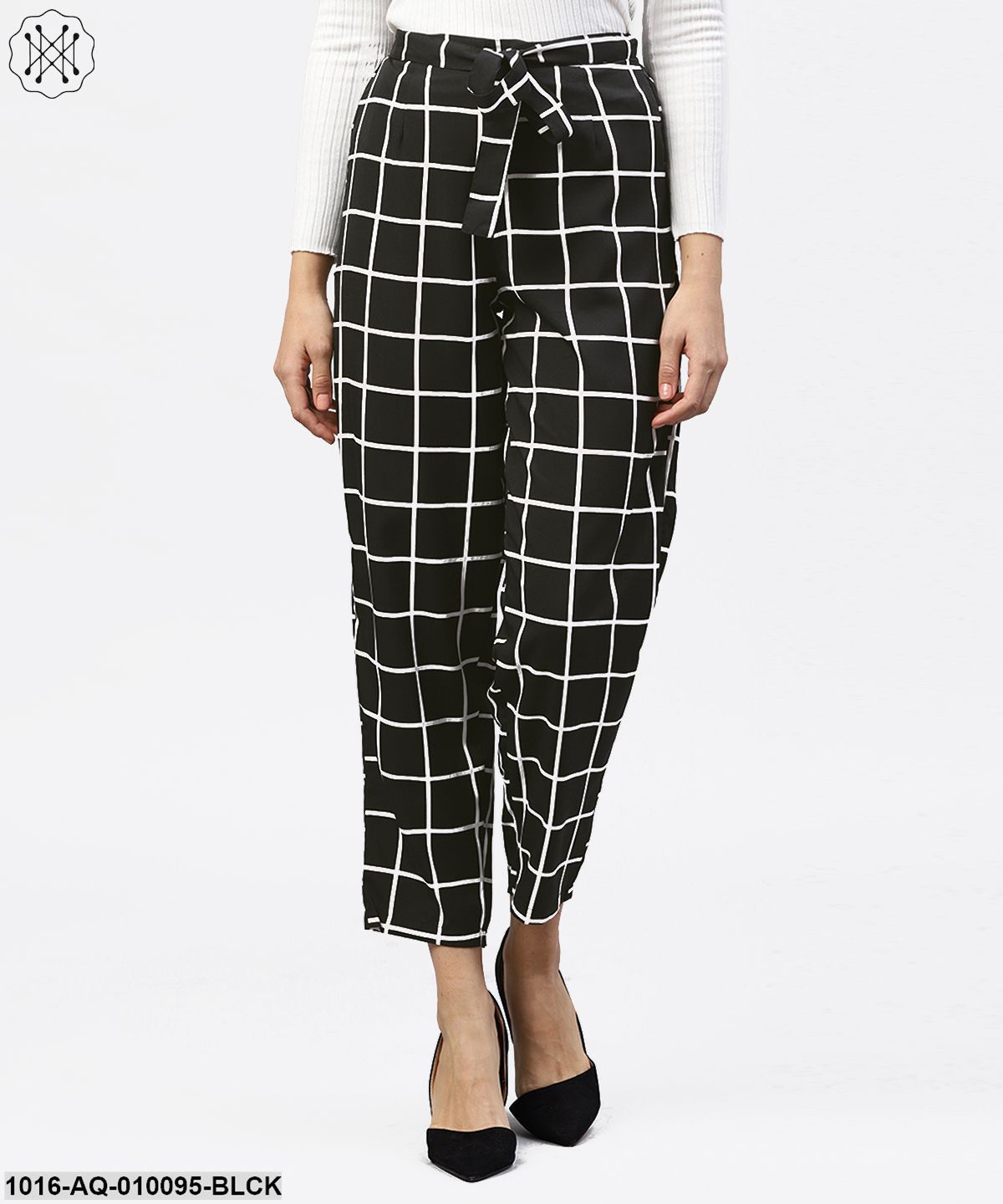 Black & White Checked Trouser with side pockets