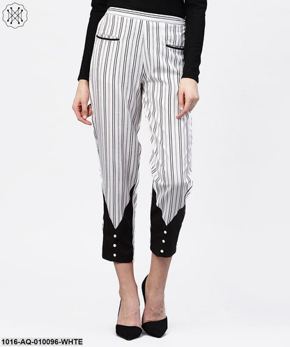 Black and white striped trouser with Pockets