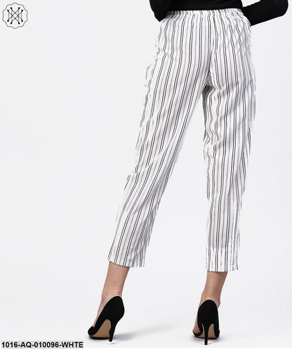 Black and white striped trouser with Pockets