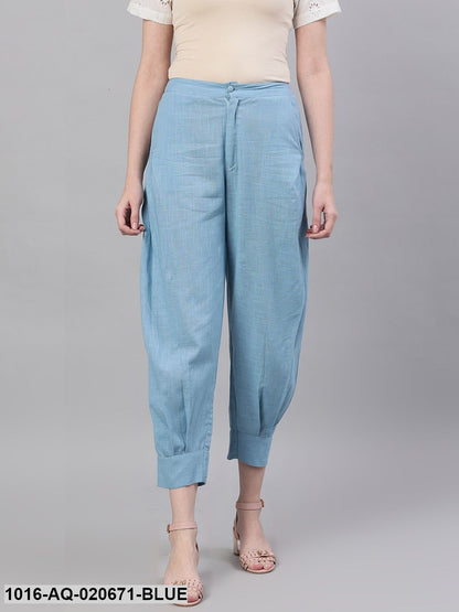 Blue Regular Fit Solid Joggers